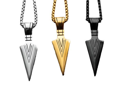 Titanium Steel Spear Necklace for Men | Stylish & Durable | Black, Silver, Gold