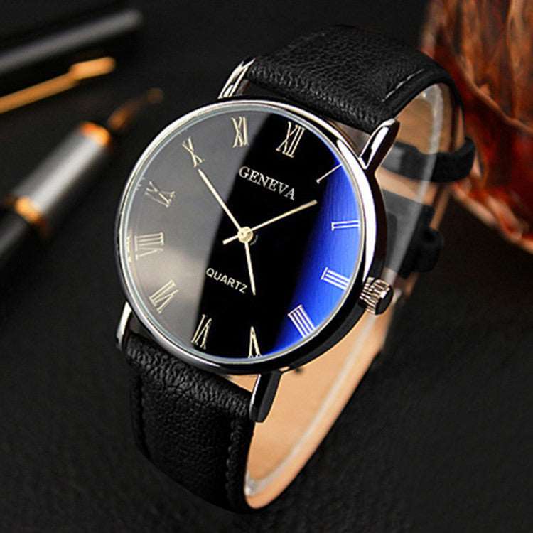 Men's Fashion Blue Roman Literal Quartz Watch - Mensclub.co.uk