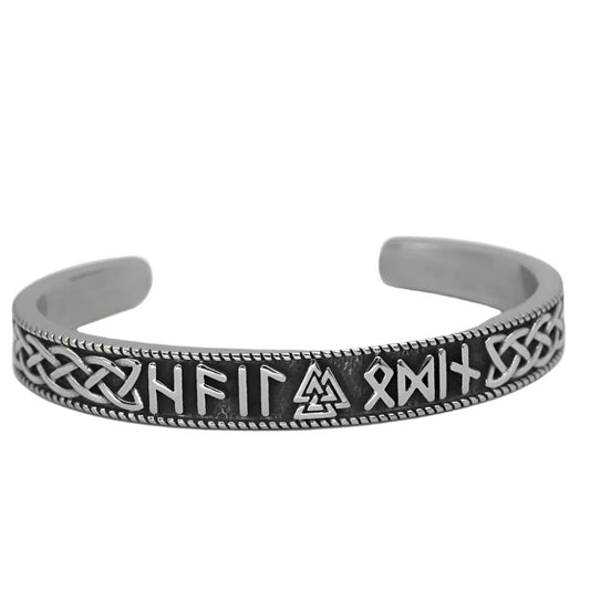 Solid Stainless Steel Viking Rune Bracelet – Titanium Steel, Electroplated Gold or Silver | Durable & Stylish