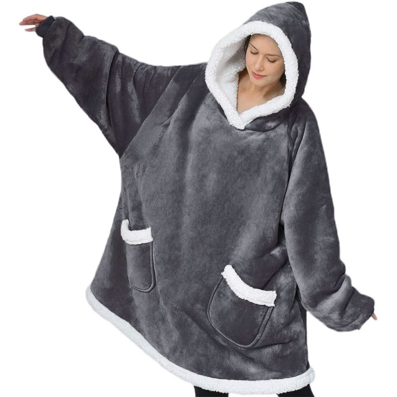 Winter TV Hoodie Blanket | Oversized Polyester Pullover for Cozy Lounging | Multiple Colors & Lengths