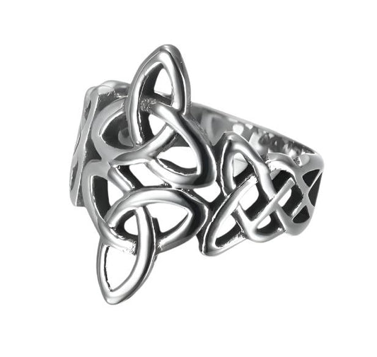 Asgard Crafted Handcrafted Stainless Steel Triquetra And Celtic Knot Ring - Mensclub.co.uk