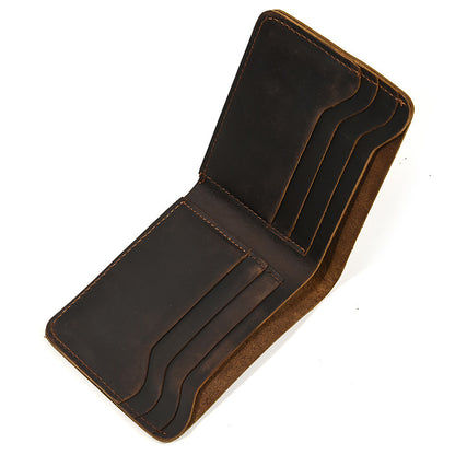 New Retro Crazy Horse Leather Short Wallet For Men - Mensclub.co.uk