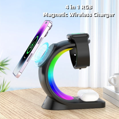 4 In 1 Magnetic Wireless Charger with RGB Lamp | Fast Charging, FOD Detection, Universal Compatibility