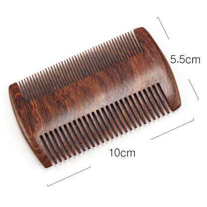 Premium Double-Sided Beard Comb - All-Natural Sandalwood, Aromatic Black Gold, Portable & Durable Wooden Comb for Gentle Beard Grooming