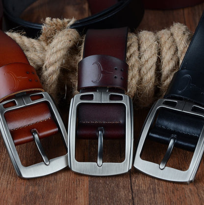 Premium Cowhide Pin Buckle Belt | Durable & Stylish Leather Belt for All Occasions