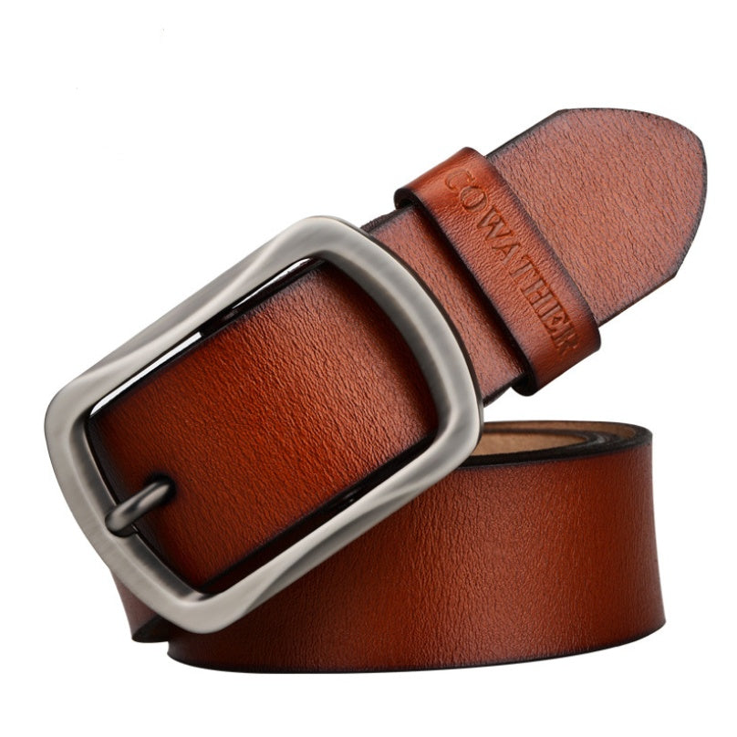 Premium Cowhide Pin Buckle Belt | Durable & Stylish Leather Belt for All Occasions