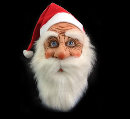 Realistic Santa Claus Mask with Long or Short Curly Beard – Perfect Christmas Gift