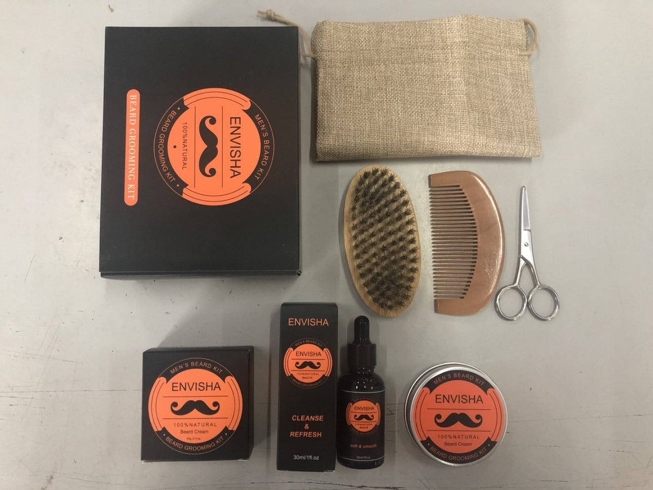 Men's Beard Care Kit – Natural Ingredients, Comprehensive Grooming Set for All Skin Types