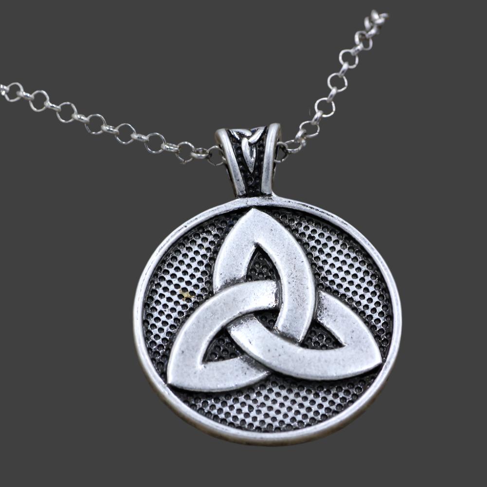 Viking Irish Celtic Pendant Necklace – Electroplated Alloy with Water Wave Chain & Adjustable Extension | Silver Finish