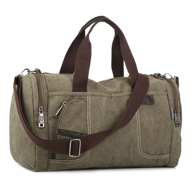 Men's Fashion Canvas Shoulder Bag | Casual Style with Zipper, Multiple Pockets, and Single Strap