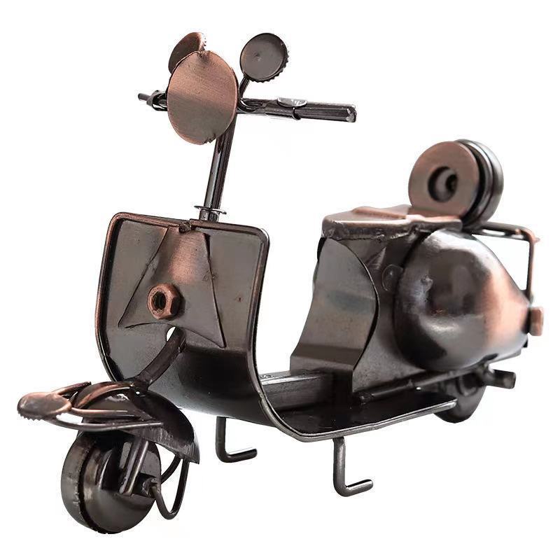 Vintage-Style Scooter Ornament - Iron Desktop Tray/Bracket, Home Decor Gift in Silver or Copper