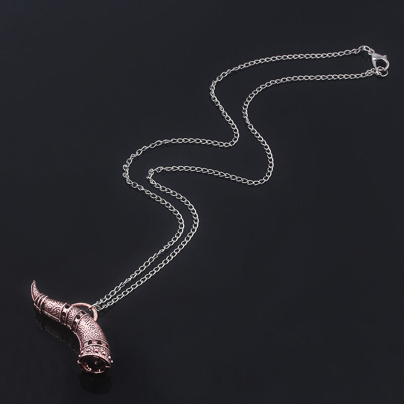 Viking Bull Horn Necklace – Durable Alloy with Electroplated Finish | Bold & Fearless Design