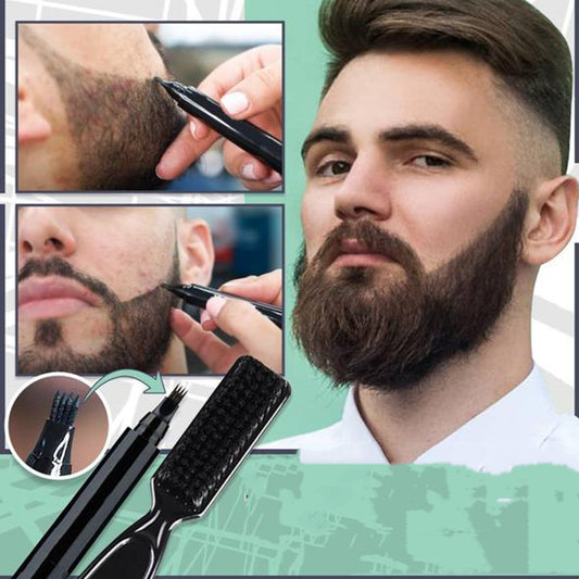 Beard Fill The Pen - 2 Shades, Includes Application Pen & Brush for Natural Coverage, Available in Standard or Premium Packaging