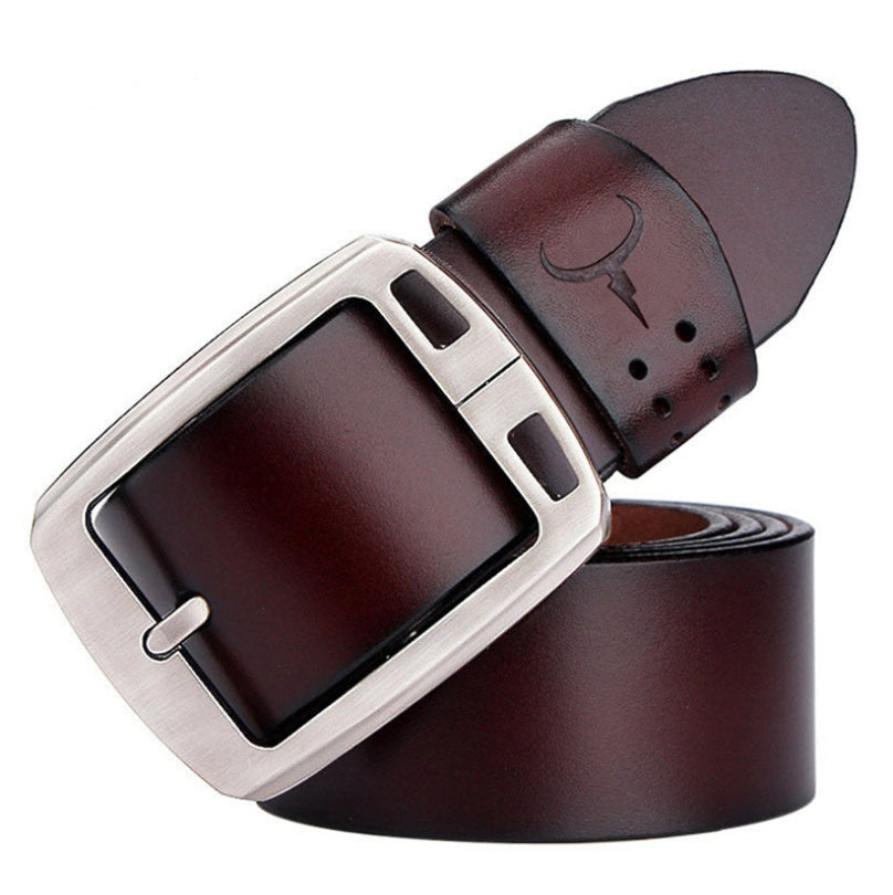 Premium Cowhide Pin Buckle Belt | Durable & Stylish Leather Belt for All Occasions