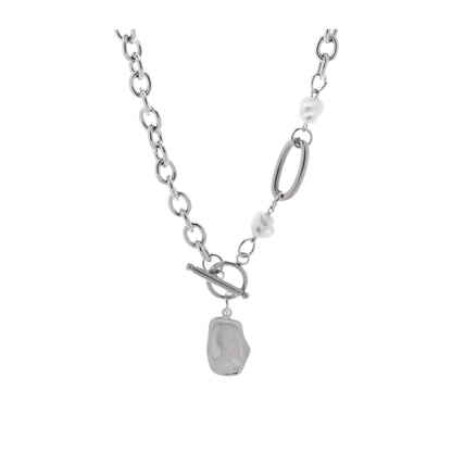 Splicing Necklace with Irregular Opposite Design – Titanium Steel, Geometric Folded Square Plate