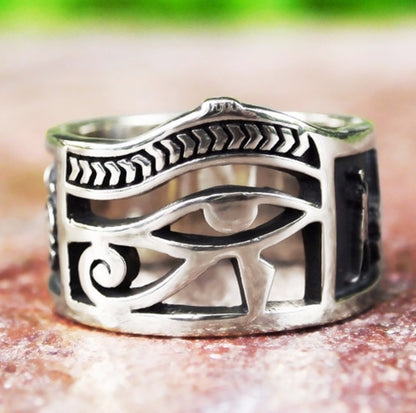 Mysterious Retro Eye Alloy Ring - Unisex Vintage-Inspired Jewelry with Electroplated Finish - (UK Size) O - Y