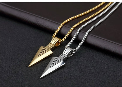 Titanium Steel Spear Necklace for Men | Stylish & Durable | Black, Silver, Gold