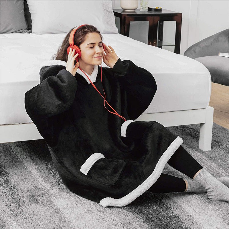 Winter TV Hoodie Blanket | Oversized Polyester Pullover for Cozy Lounging | Multiple Colors & Lengths