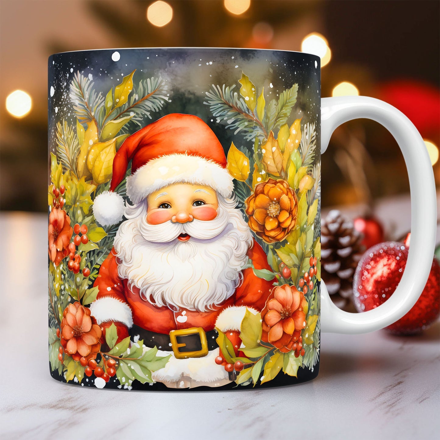 Creative 3D Christmas Ceramic Mug - Santa Claus Design, 350ml