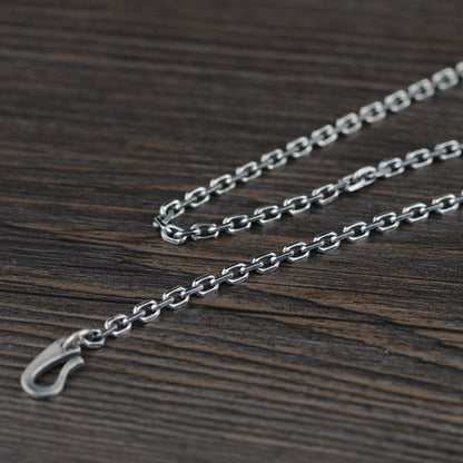 S925 Silver Retro O-Shaped Thickened S Hook Necklace | Unisex | Adjustable 45cm-80cm Length