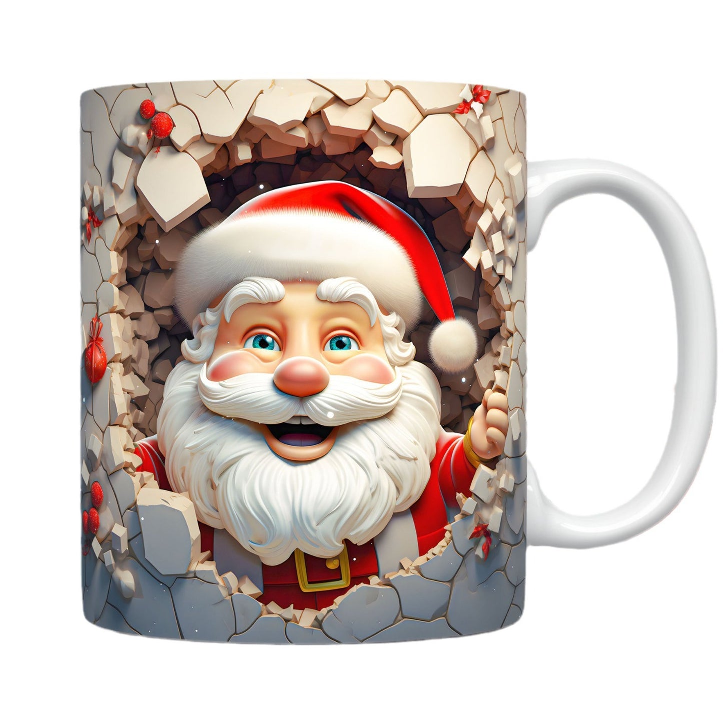 Creative 3D Christmas Ceramic Mug - Santa Claus Design, 350ml