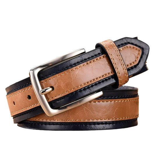 Color Matching Men's Casual Belt with Pin Buckle | Stylish & Durable Imitation Leather