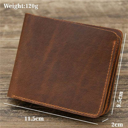 Men Crazy Horse Leather Money Card Bag Leather Wallet - Mensclub.co.uk