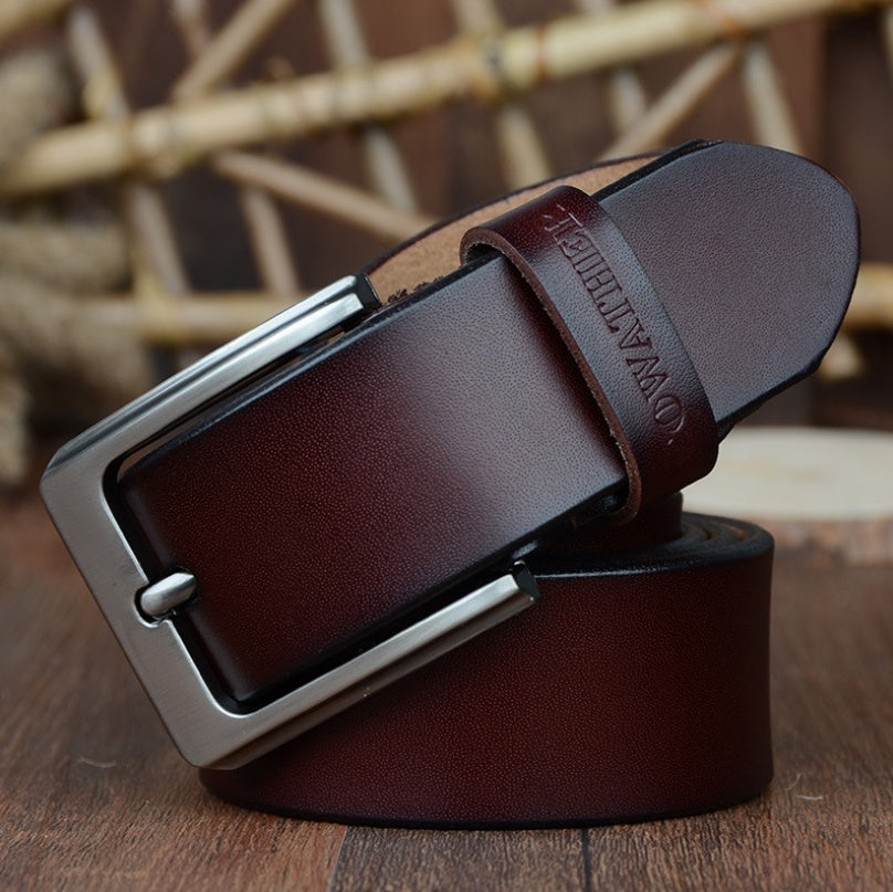 Premium Cowhide Pin Buckle Belt | Durable & Stylish Leather Belt for All Occasions