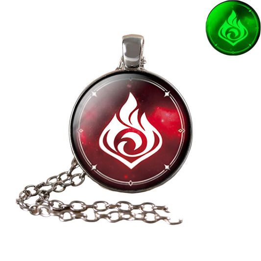 Genshin Impact Glow In The Dark Necklace | Luminous Glass Pendant | Must-Have for Fans