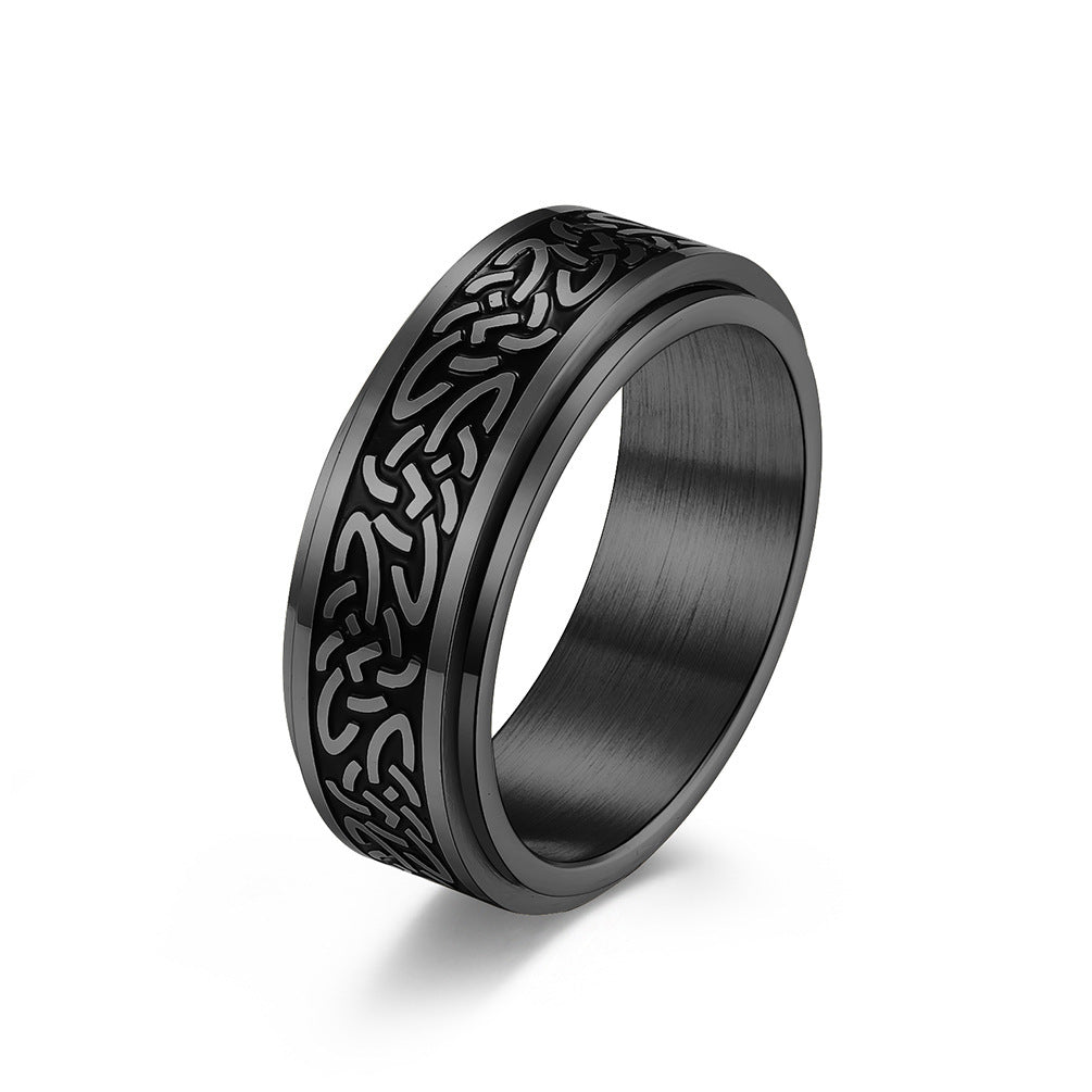 European And American Style Celtic Knot Stainless Steel Turning Ring - Mensclub.co.uk