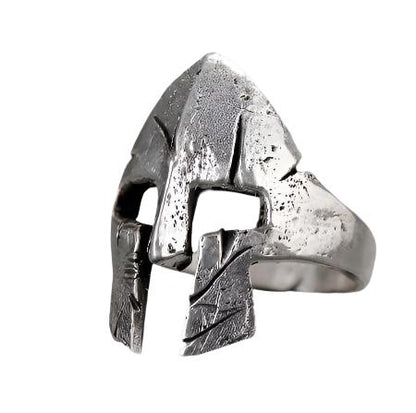 Spartan Hero Helmet Mask Rings - Silver or Gold Finish, Resizable