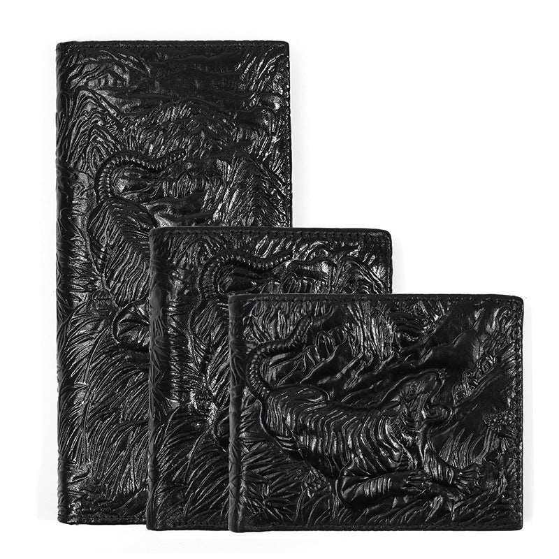 Men's Leather Wallet Embossed Wallet Crazy Horse Leather - Mensclub.co.uk