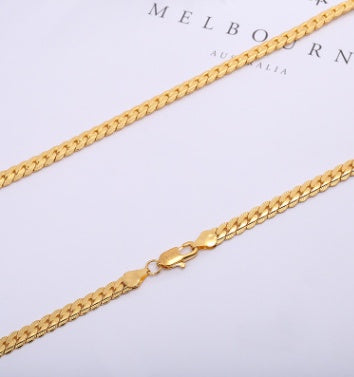 Unisex Gold Tone Snake Chain Necklace | Electroplated Metal Jewelry