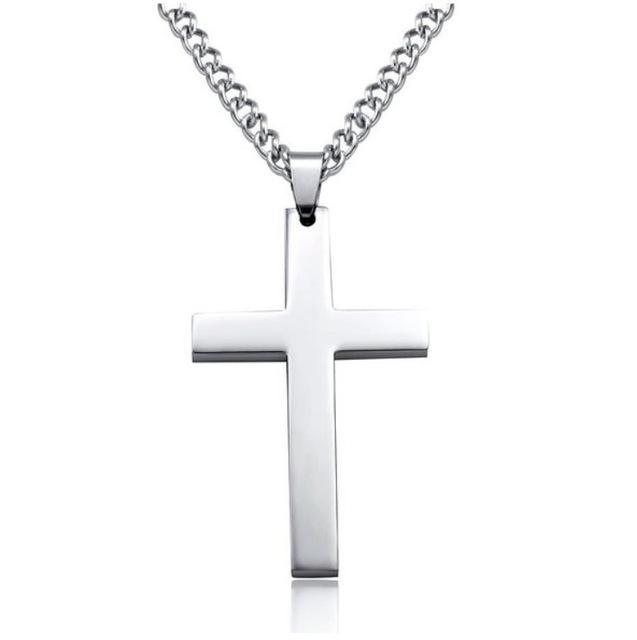 Stainless Steel Titanium Cross Necklaces | Versatile Whip Chain Design | Available in Black, Gold, Silver, and Blue