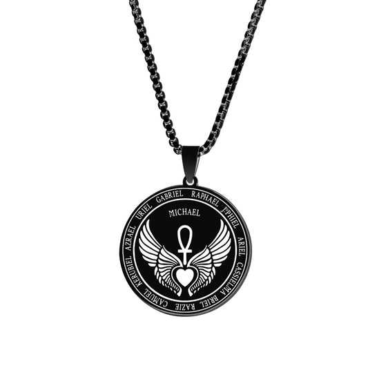 Archangel Michael Pendant Necklace | Stainless Steel Lucky Amulet | Unisex Jewelry