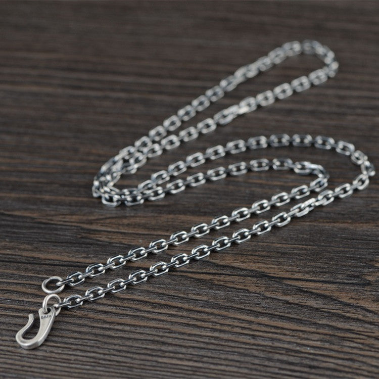 S925 Silver Retro O-Shaped Thickened S Hook Necklace | Unisex | Adjustable 45cm-80cm Length