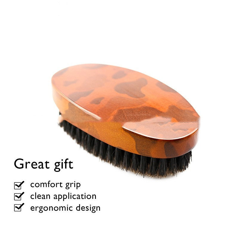 Men's Facial Care Beard Brush - Wood Grain Camouflage, Soft Bristles, Compact 70g Design