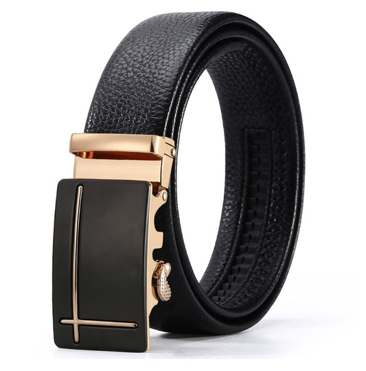 Genuine Two-Layer Cowhide Men's Automatic Leather Buckle Business Belt | Elegant & Adjustable