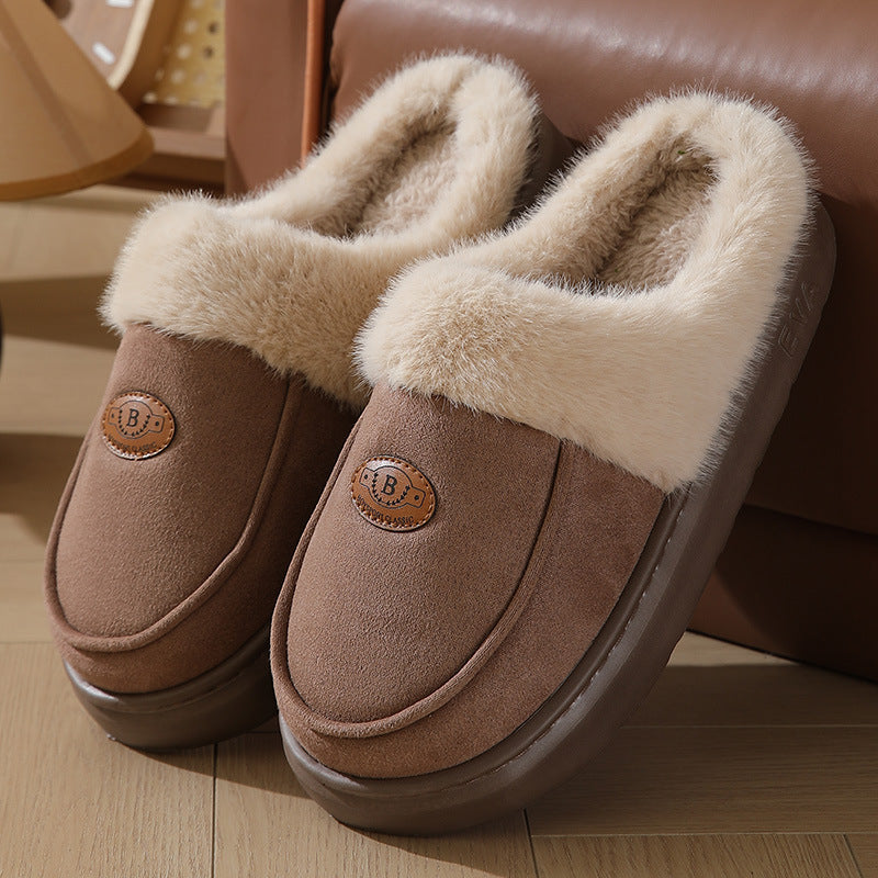 Winter Plush Slippers for Men - Warm, Stylish, Non-Slip Suede Indoor Slippers