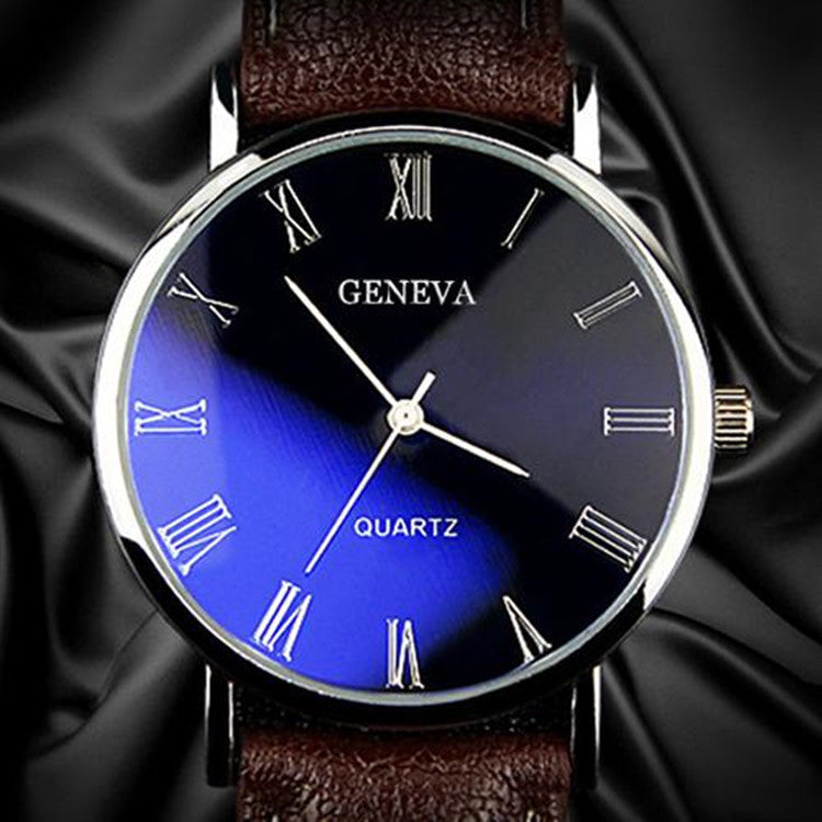 Men's Fashion Blue Roman Literal Quartz Watch - Mensclub.co.uk