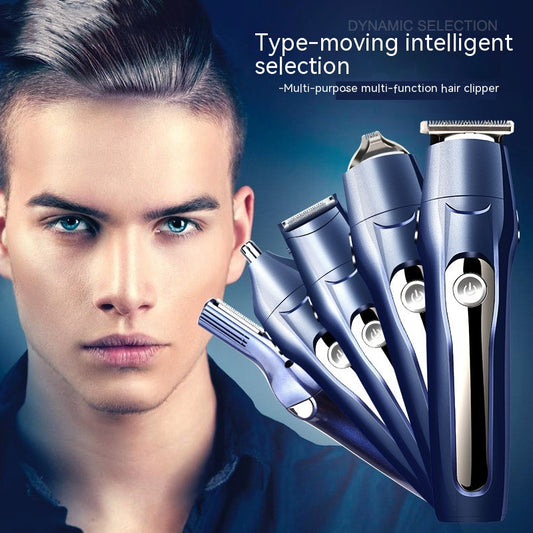 5-in-1 Electric Grooming Kit MS-5011 - Hair Clipper, Nose & Eyebrow Trimmer, Shaver, USB Rechargeable, Washable Blade