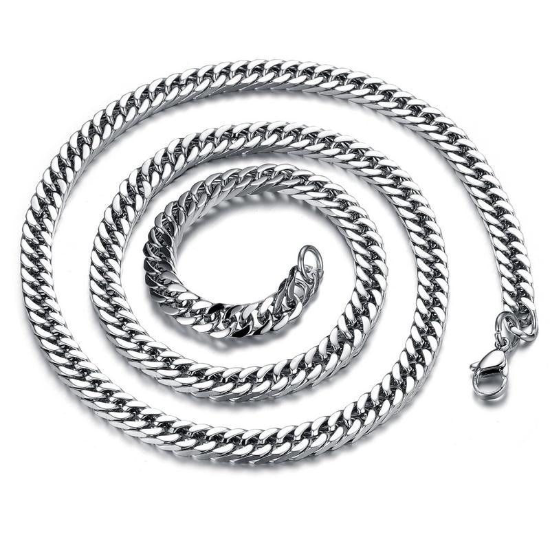 Men's Titanium Steel Link Chain Necklace | 56cm Length | 8mm & 6mm Width | Classic & Durable Design