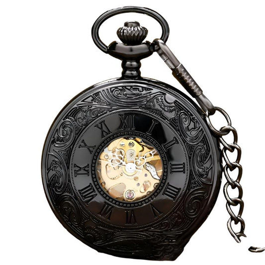 Retro Double Display Roman Literal Mechanical Pocket Watch - Mensclub.co.uk