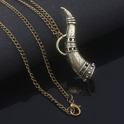 Viking Bull Horn Necklace – Durable Alloy with Electroplated Finish | Bold & Fearless Design