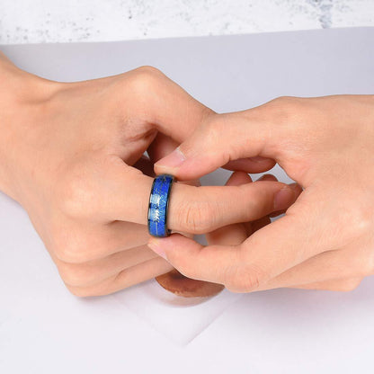 Popular Men's Arrow Rings - Stainless Steel, Blue Silk Arrow Design, Sizes M - Z1