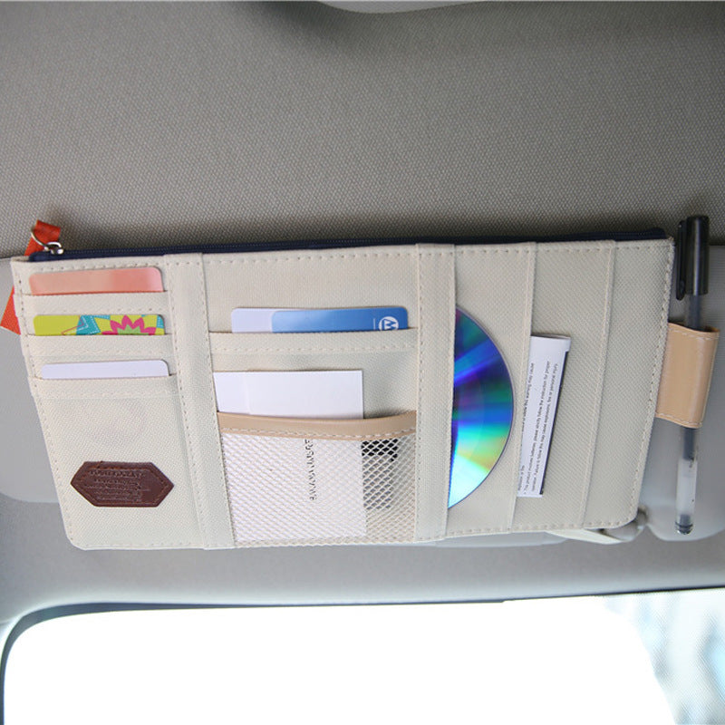 Car Sun Visor Storage Bag | PU Material, Multi-Functional Organizer for ID, Glasses, Tickets & More