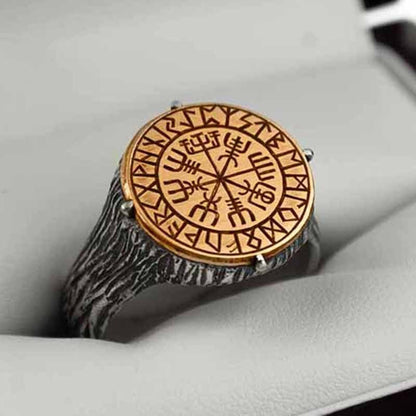 Personalized Two-Tone Totem Ring – Unisex Geometry Design by VIKING FORCE LABORATORIES | Electroplated Alloy