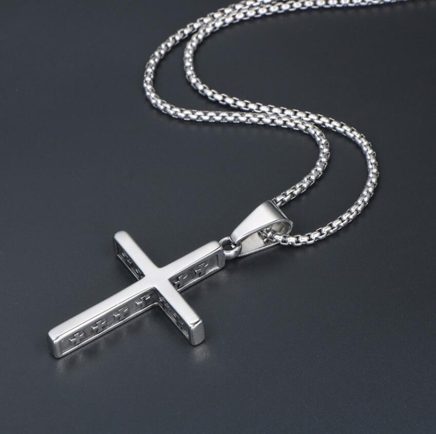 Retro Titanium Steel Cross Necklace | Unisex Pearl Chain | 51-80cm Length