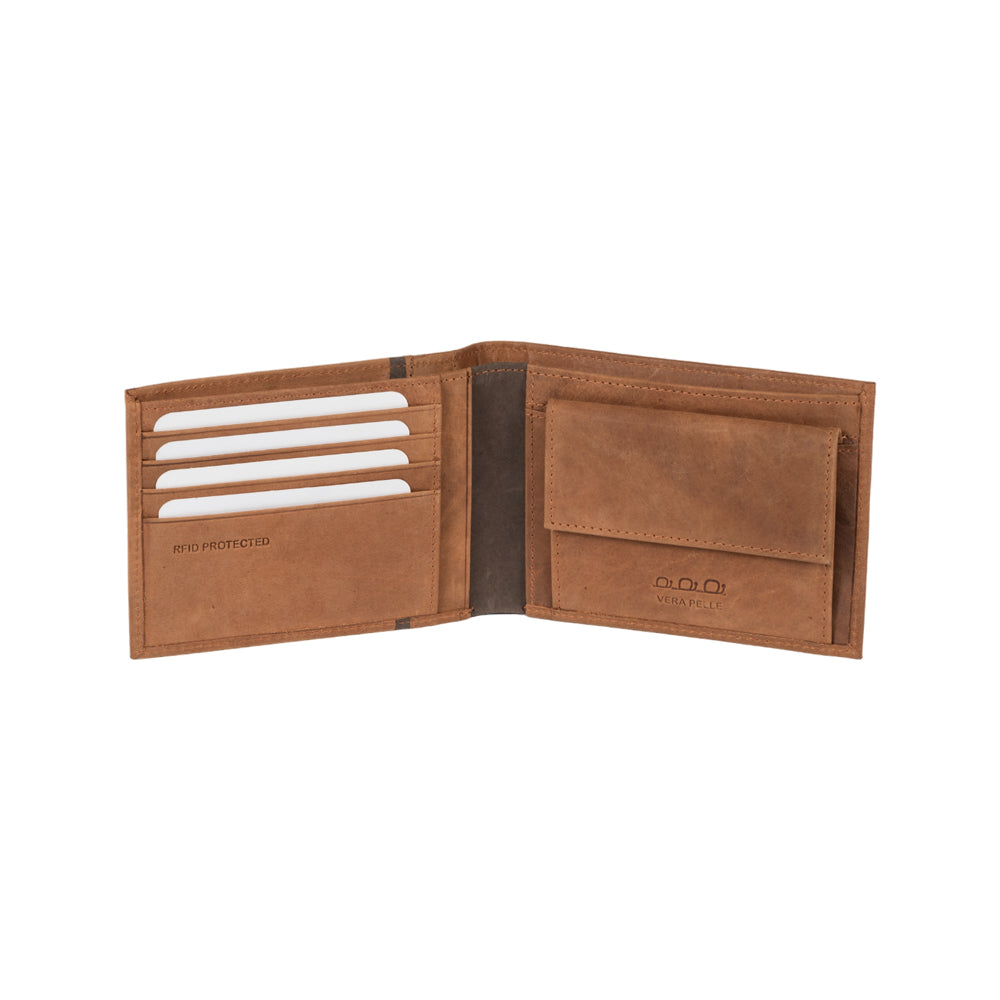 K12203UB | Men's Wallet in Genuine Full Grain Leather, Naked. Leather Color. RFID Protection. Closed Dimensions: 12.5 x 9.5 x 2 cm. Packaging: Gift box bottom/lid-1