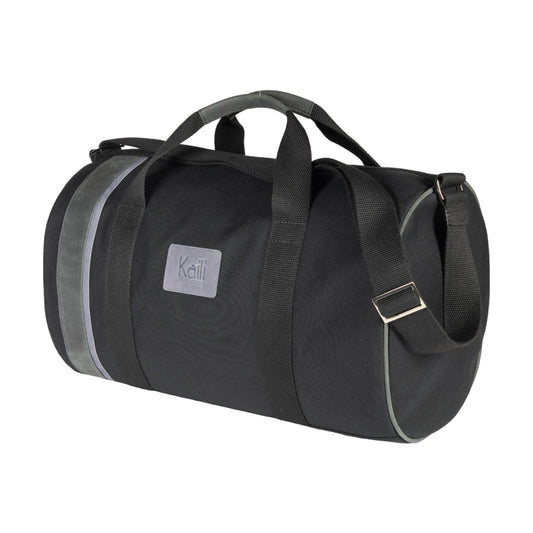 K2006AF | Travel Bag in 100% Cotton Canvas / Genuine Leather, full grain, Naked - Black Color, zip closure. Dimensions: 45 x 25 x 28 cm - Packaging: Tnt bag-0